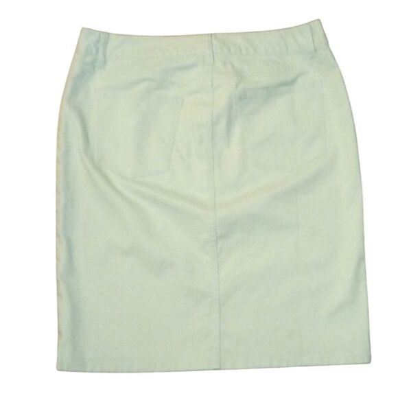 Talbots A Line Cotton Denim Skirt Five Pockets Light Seafoam Button Zip Fly 10 - Picture 3 of 7
